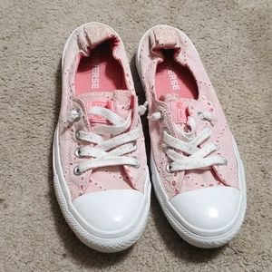 Converse Pink Lace Slip Ons